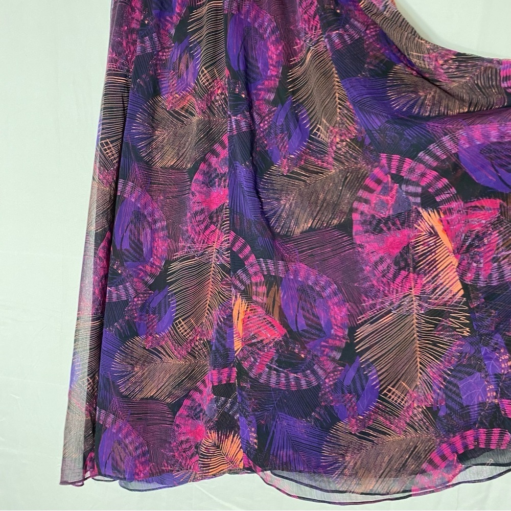 Addition Elle Black Purple Pink Exotic Print Layered Midi Skirt 16 Festival Boho - Picture 10 of 12